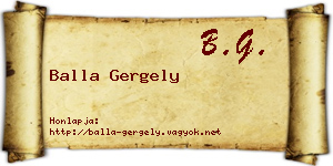 Balla Gergely névjegykártya